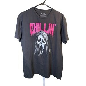 Graphic Tee Large Chillin Ghost Face Scream Icon of Halloween Black Tshirt Shirt